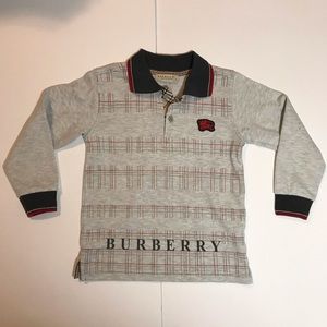 Burberry Boys Polo Plaid Spell-out Size 5 -519P